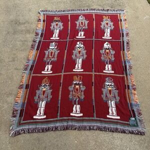 Vintage Goodwin Weavers Nutcracker Tapestry Blanket Christmas Throw 48X65" USA